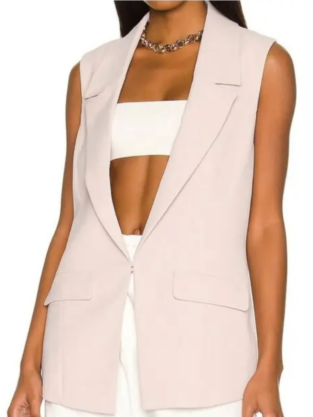 WOMEN'S NWT CENTRAL PARK WEST SYDNEY BLAZER VEST IN STONE LIGHT PINK SZ S $190